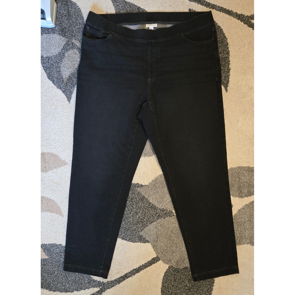 Pure Jill J. Jill Black Pull On Denim Leggings Jeggings XL Stretch Knit Pants